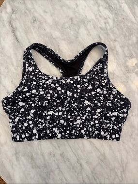 Fabletics Black & White Splatter Sports Bra